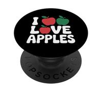 I Love Apples Red Green Fruit Passion Text PopSockets Adhesive PopGrip
