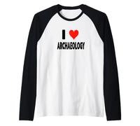 I Love Archeology - Heart Excavate Survey Land Bones Museum Raglan Baseball Tee