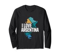 I Love Argentina Map Mosaic Adventure Long Sleeve T-Shirt