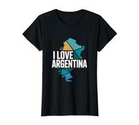 I Love Argentina Map Mosaic Adventure Value Graphic T-Shirt, Women, Black, M