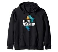 I Love Argentina Map Mosaic Adventure Zip Hoodie