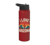 I Love Arizona Cactus Sunset Design Stainless Steel Insulated Water Bottle