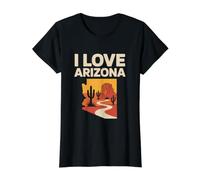 I Love Arizona Desert Cactus Value Graphic T-Shirt, Women, Black, L