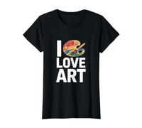 I Love Art Colorful Brush Palette Passion Value Graphic T-Shirt, Women, Black, M