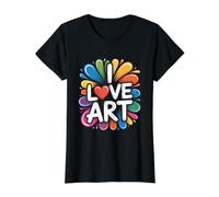 I Love Art Colorful Creative Expression Value Graphic T-Shirt, Women, Black, L
