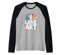 I Love Art Creative Brush Splashes Raglan Baseball Tee