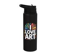 I Love Art Creative Brush Splashes Stainless Steel Insulated Water Bottle
