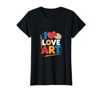 I Love Art Creative Expression Vibrant Palette Value Graphic T-Shirt, Women, Black, S