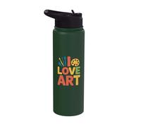 I Love Art Paint Brush Palette Design Stainless Steel Insulated Water Bottle