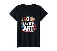 I Love Art Passionate Creative Expression Design Value Graphic T-Shirt, Women, Black, XS