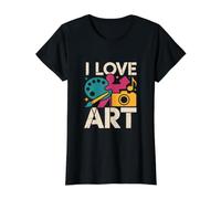 I Love Art Passionate Creativity Celebration Value Graphic T-Shirt, Women, Black, L