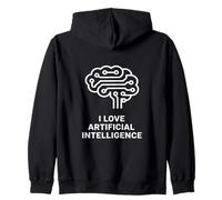I Love Artificial Intelligence Brain Circuit Illustration Zip Hoodie