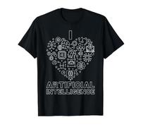 I Love Artificial Intelligence Heart AI Technology Nerd Value Graphic T-Shirt, Men, Black, XL