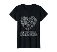 I Love Artificial Intelligence Heart AI Technology Nerd Value Graphic T-Shirt, Women, Black, M