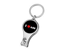 I Love Ass Nail Clipper Sharp for Men Women | Funny Fingernail and Toenail Clipper Cutters with Bottle Opener Keychain