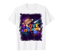 I Love Astronomy Planets Galaxy Value Graphic T-Shirt, Men, White, L