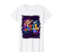 I Love Astronomy Planets Galaxy Value Graphic T-Shirt, Women, White, XS