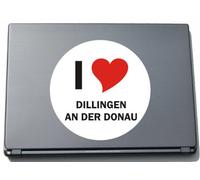 I Love Aufkleber Decal Sticker Laptopaufkleber Laptopskin 210 mm mit Stadtname DILLINGEN AN DER DONAU