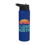 I Love Austin Retro Sunset Vibes Stainless Steel Insulated Water Bottle