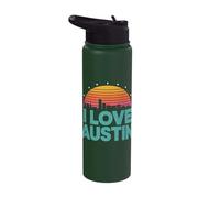 I Love Austin Retro Sunset Vibes Stainless Steel Insulated Water Bottle