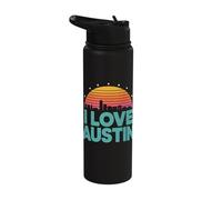 I Love Austin Retro Sunset Vibes Stainless Steel Insulated Water Bottle