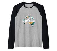 I Love Australia Map Explorer Travel Raglan Baseball Tee