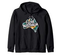 I Love Australia Map Explorer Travel Zip Hoodie