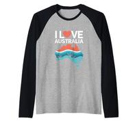 I Love Australia Map Heart Icon Experience Raglan Baseball Tee