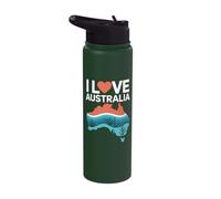 I Love Australia Map Heart Icon Experience Stainless Steel Insulated Water Bottle