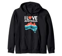 I Love Australia Map Heart Icon Experience Zip Hoodie
