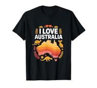 I Love Australia Map Koala Kangaroo Hearts T-Shirt