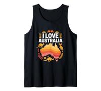 I Love Australia Map Koala Kangaroo Hearts Tank Top