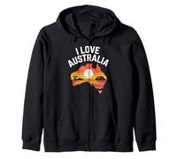 I Love Australia Scenic Nature Print Zip Hoodie