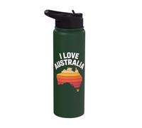 I Love Australia Sunset Map Adventure Stainless Steel Insulated Water Bottle