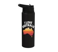 I Love Australia Sunset Map Adventure Stainless Steel Insulated Water Bottle
