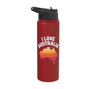 I Love Australia Sunset Map Adventure Stainless Steel Insulated Water Bottle