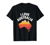 I Love Australia Sunset Map Adventure Value Graphic T-Shirt, Men, Black, L