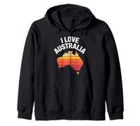 I Love Australia Sunset Map Adventure Zip Hoodie