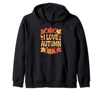 I Love Autumn Fall Pumpkin Leaves Magic Zip Hoodie