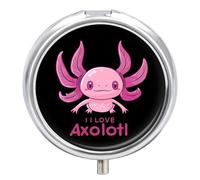I Love Axolotl Travel Pill Organizer Portable Pill Case Small Pill Box for Purse Pocket