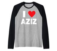 I Love Aziz Raglan Baseball Tee
