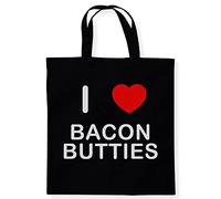 I Love Bacon Butties - Black Cotton Tote Bag
