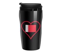 I Love Bahrain Red Heart Coffee Cup Travel Mug with Leakproof Lid Double Wall Tumbler Water Bottle 250ml