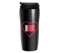 I Love Bahrain Red Heart Coffee Cup Travel Mug with Leakproof Lid Double Wall Tumbler Water Bottle 350ml