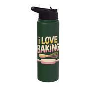 I Love Baking Whisk Rolling Pin Heart Stainless Steel Insulated Water Bottle