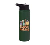 I Love Baking Whisk Spatula Chef Hat Stainless Steel Insulated Water Bottle