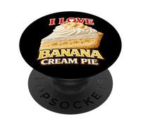 I Love Banana Cream Pie Baking Fans Dessert Cherry Topping PopSockets Adhesive PopGrip
