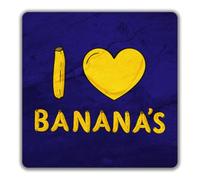 I Love Banana's Fruit Lover 2 Pack Coasters - 9cm x 9cm