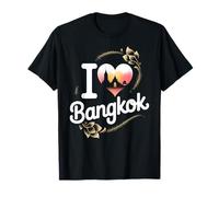 I Love Bangkok Temple Heart Sunset Skyline Thailand T-Shirt