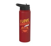 I Love Barbeque BBQ Grill Flames Stainless Steel Insulated Water Bottle